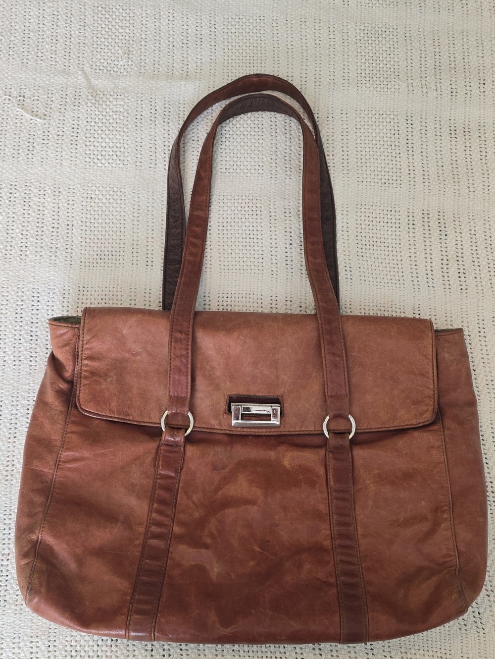 Viva Bags Of California Classic Brown Leather Tote Made In USA